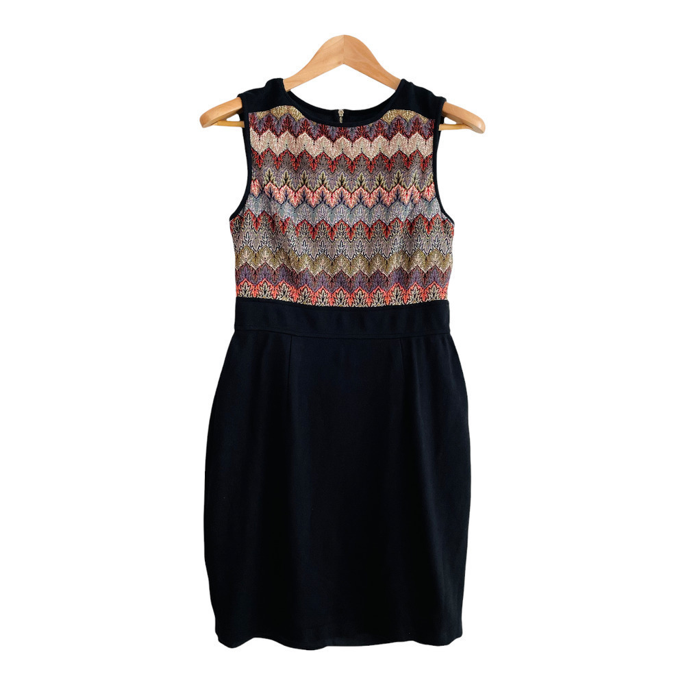 Maggy London Women’s Size 12 Chevron Knit Sleeveless Twofer Sheath Dress